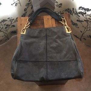 Badgley Mischka soft gray hobo bag
